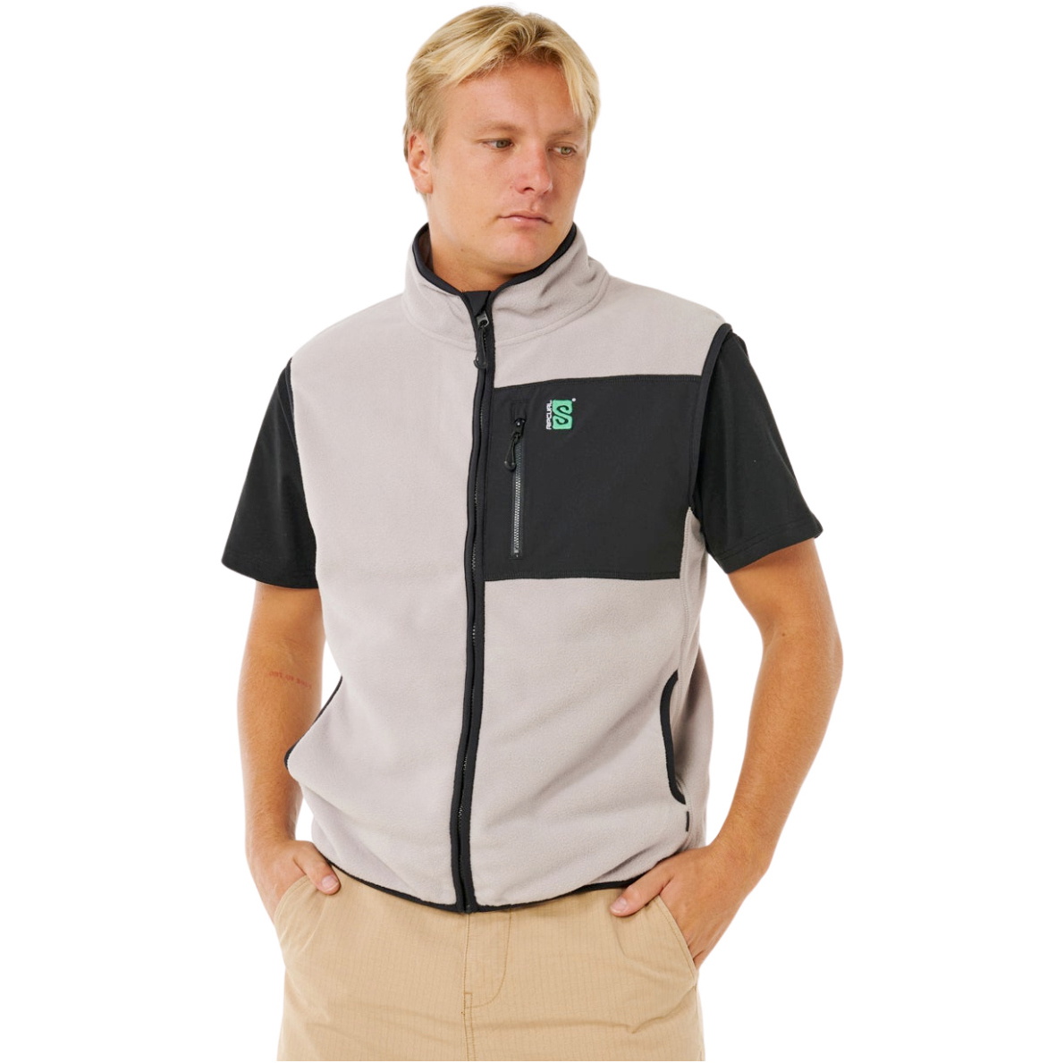 2026 Rip Curl Mens Search Polar Fleece Vest 09YMFL - Stone